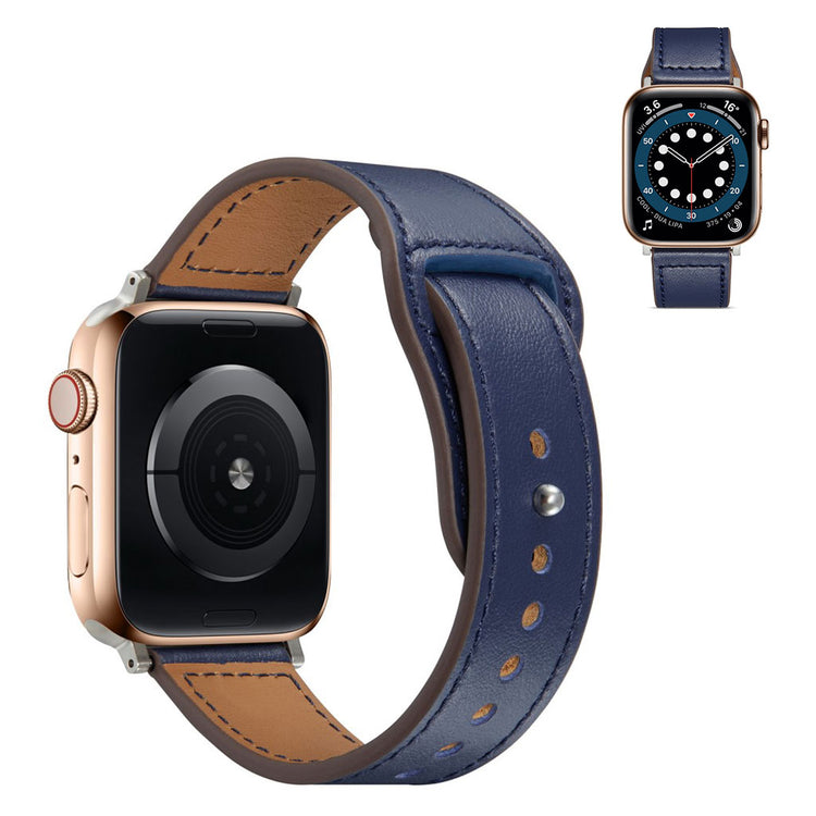 Meget flot Universal Apple Ægte læder Rem - Blå#serie_5