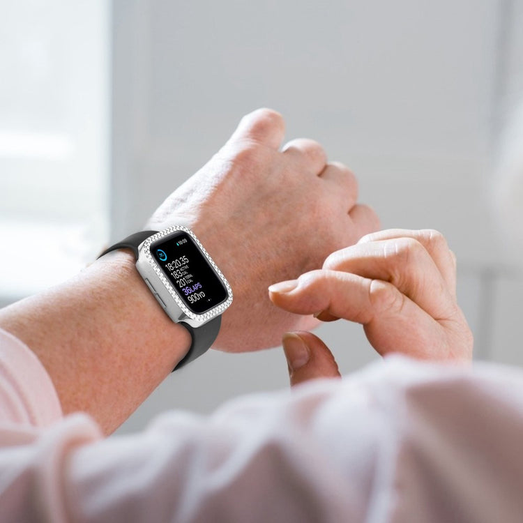 Universal Apple Plastik Cover med Rem og Hærdet Glas - Sølv#serie_3