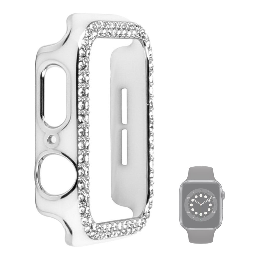 Universal Apple  Plastik og Rhinsten Bumper  - Hvid#serie_2