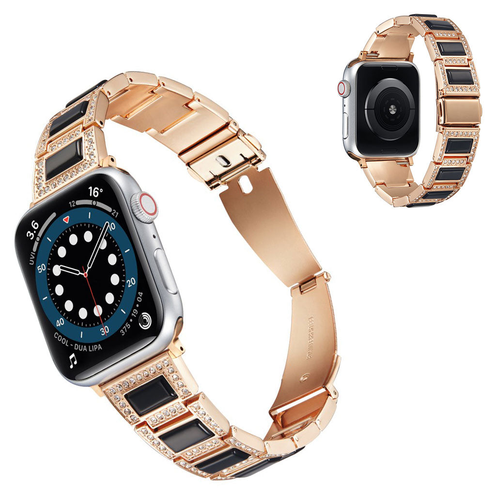 Meget kønt Universal Apple Metal og Rhinsten Rem - Sort#serie_3