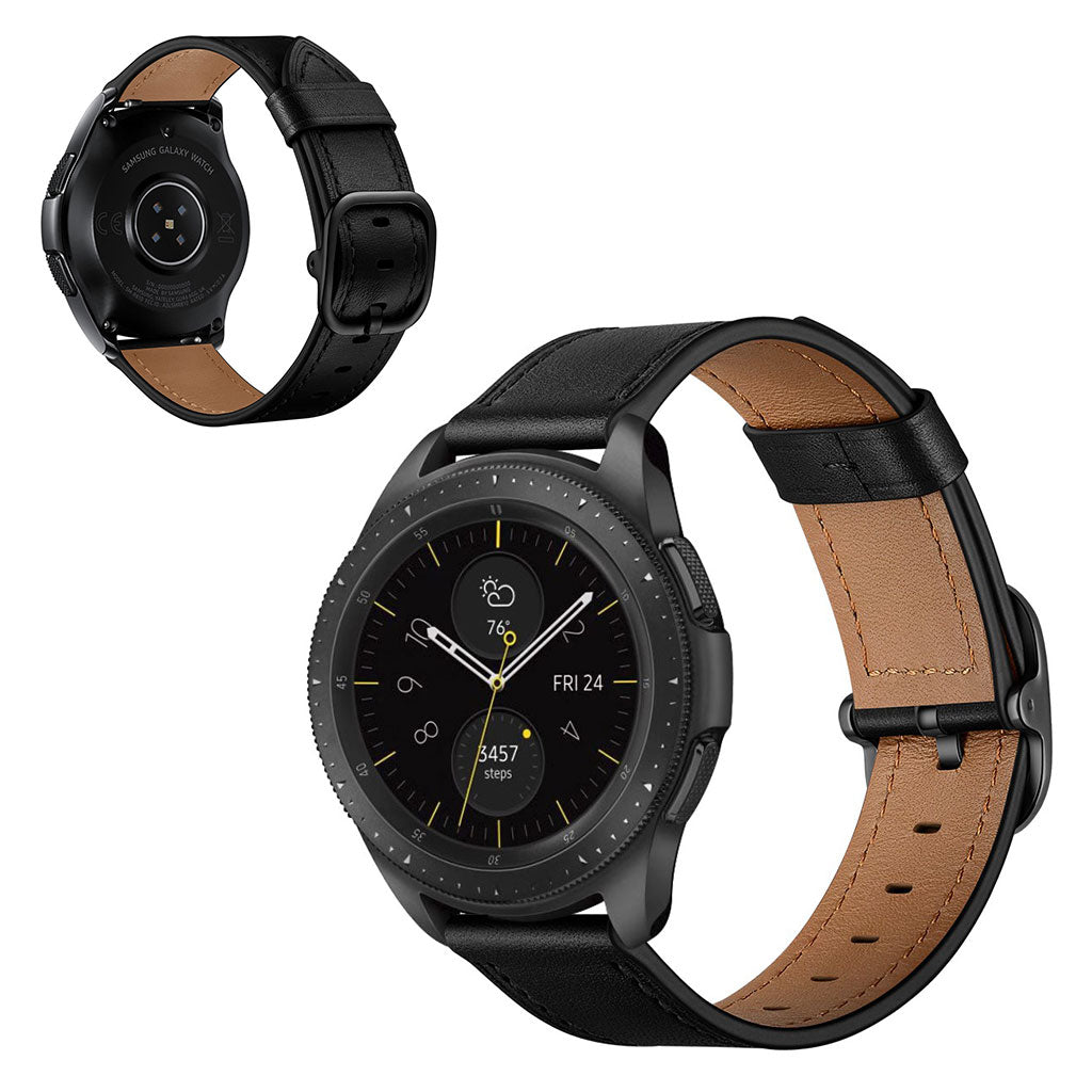 Samsung Galaxy Watch 3 (45mm) / Samsung Galaxy Watch (46mm) Γgte lΓ¦der Rem - Sort#serie_1