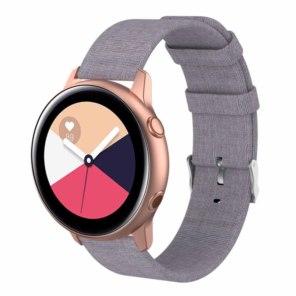 Super slidstærk Samsung Galaxy Watch Active Nylon Rem - Sølv#serie_5