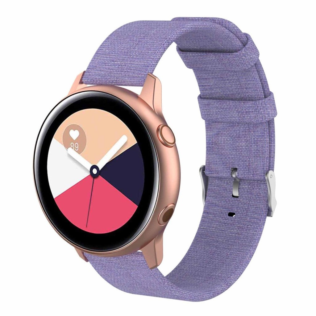 Super slidstærk Samsung Galaxy Watch Active Nylon Rem - Lilla#serie_7