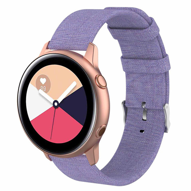 Super slidstærk Samsung Galaxy Watch Active Nylon Rem - Lilla#serie_7