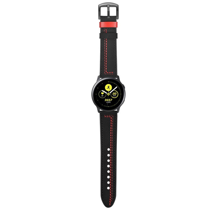 Mega slidstærk Samsung Galaxy Watch Active Ægte læder Rem - Sort#serie_1