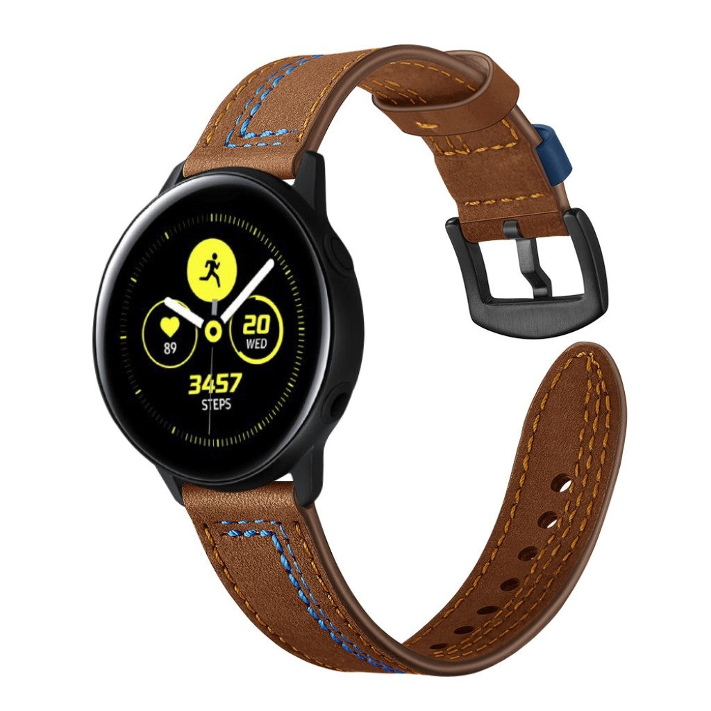 Mega slidstærk Samsung Galaxy Watch Active Ægte læder Rem - Brun#serie_3