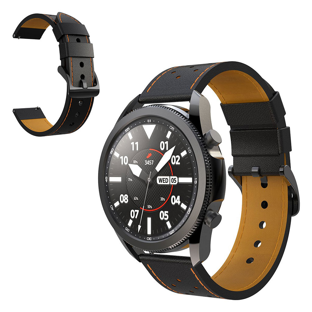 Fantastisk Samsung Galaxy Watch 3 (45mm) Γgte lΓ¦der Rem - Sort#serie_1