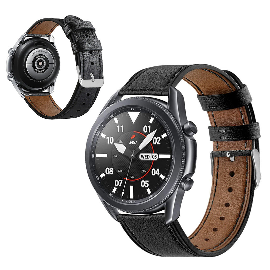 Meget godt Samsung Galaxy Watch 3 (41mm) Γgte lΓ¦der Rem - Sort#serie_1