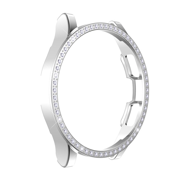 Mega Godt Samsung Galaxy Watch 4 Classic (46mm) Cover med Skærmbeskytter i Rhinsten og Hærdet Glas - Sølv#serie_3