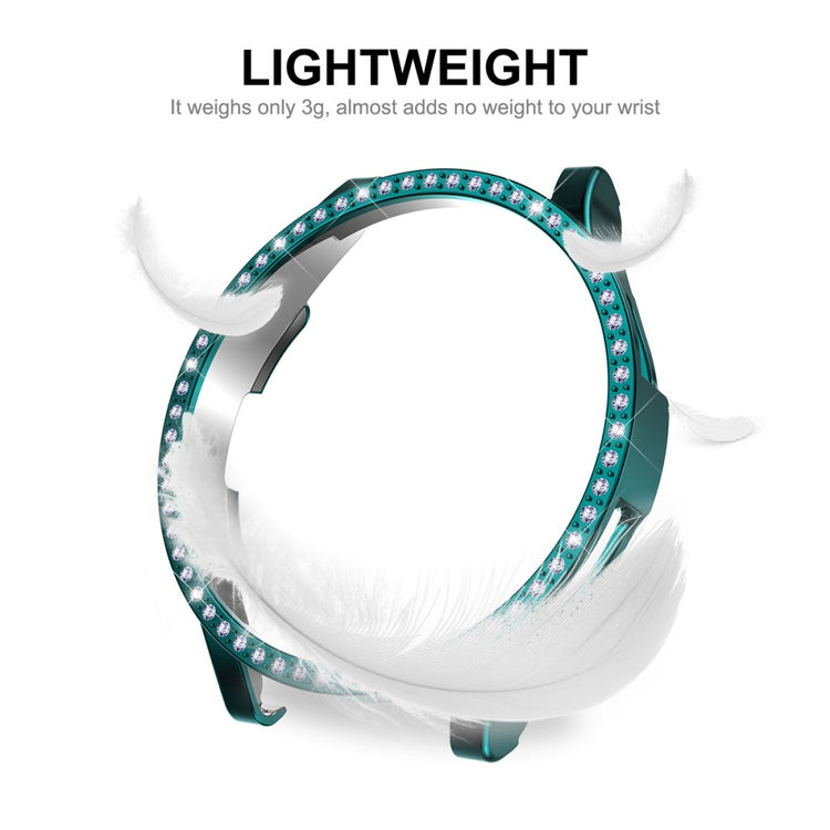 Mega Godt Samsung Galaxy Watch 4 Classic (46mm) Cover med Skærmbeskytter i Rhinsten og Hærdet Glas - Sølv#serie_3