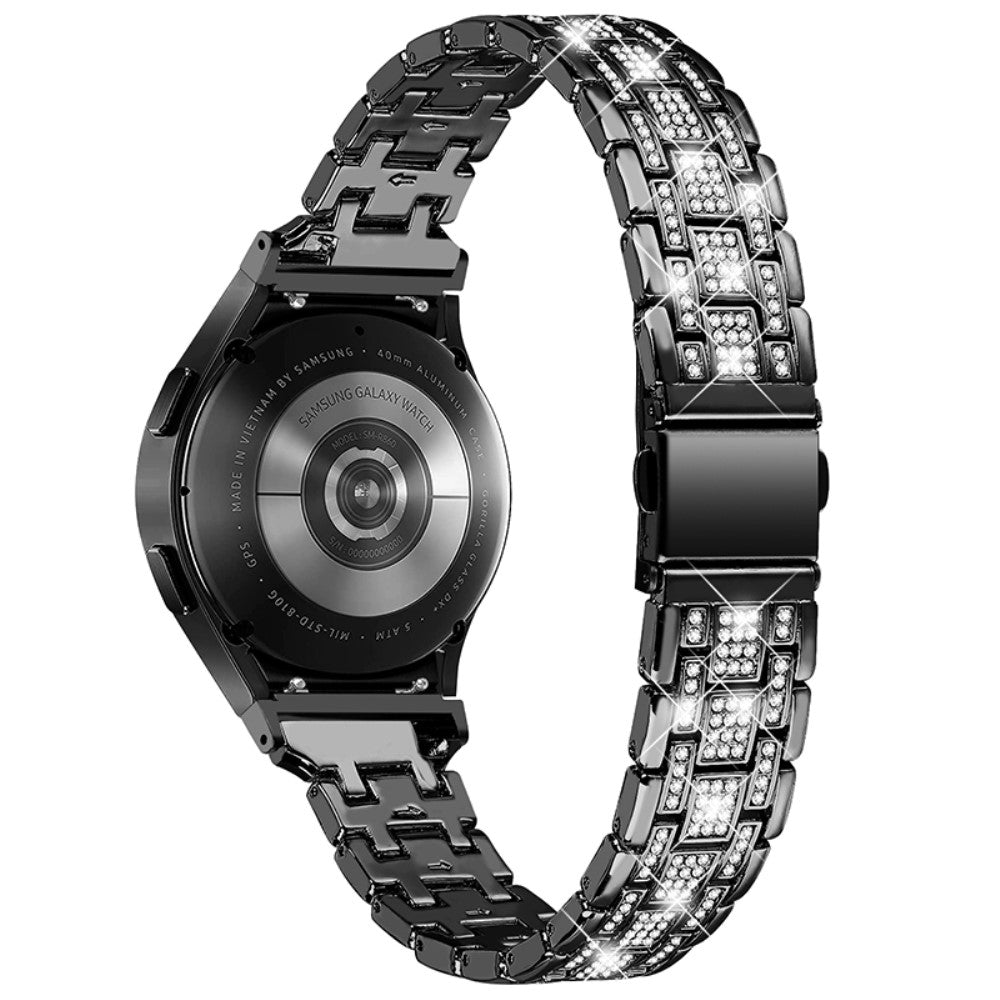 Samsung Galaxy Watch 3 (41mm) / Samsung Galaxy Watch (42mm) Metal og Rhinsten Rem - Sort#serie_1