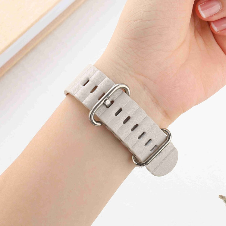 Meget hårdfør Universal Apple Ægte læder Rem - Sølv#serie_1