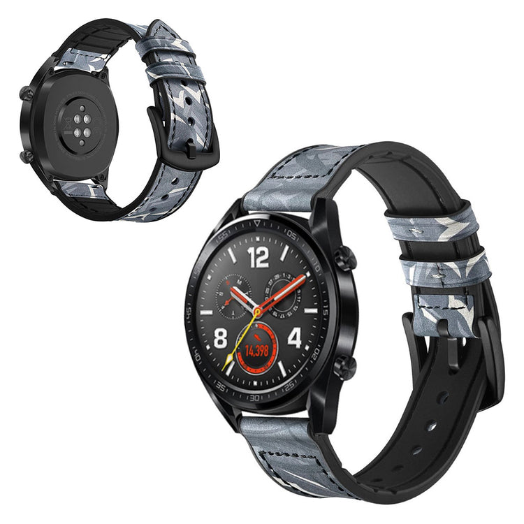 Sejt Universal Huawei Ægte læder og Silikone Rem - Sort#serie_5