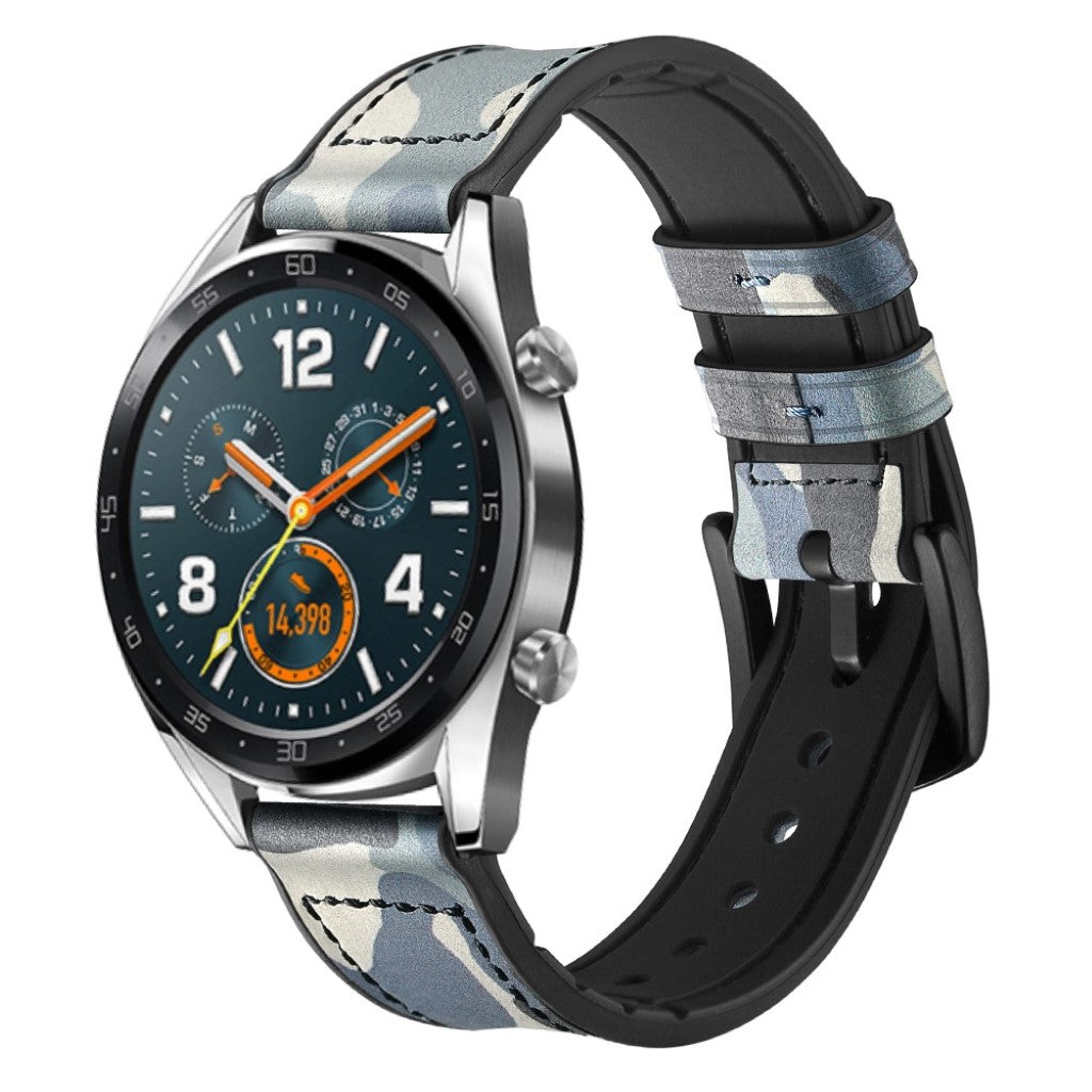 Sejt Universal Huawei Ægte læder og Silikone Rem - Blå#serie_8