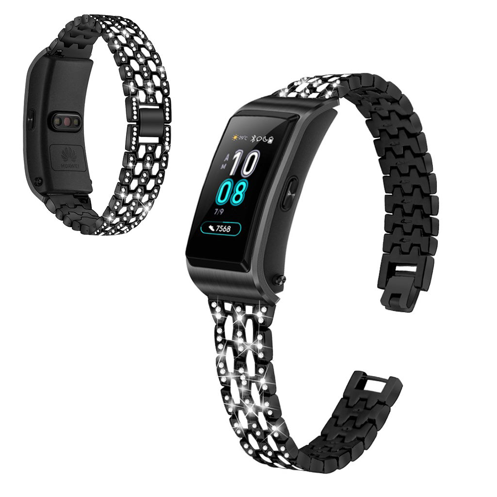 Rigtigt hΓ₯rdfΓΈr Huawei TalkBand B5 Metal og Rhinsten Rem - Sort#serie_1