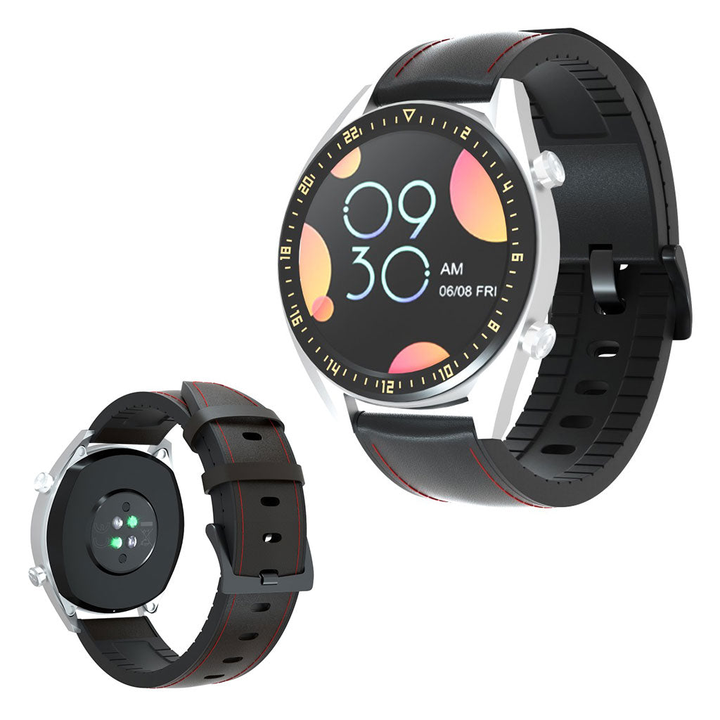 Super slidstΓ¦rk Huawei Watch GT Γgte lΓ¦der og Silikone Rem - Sort#serie_1