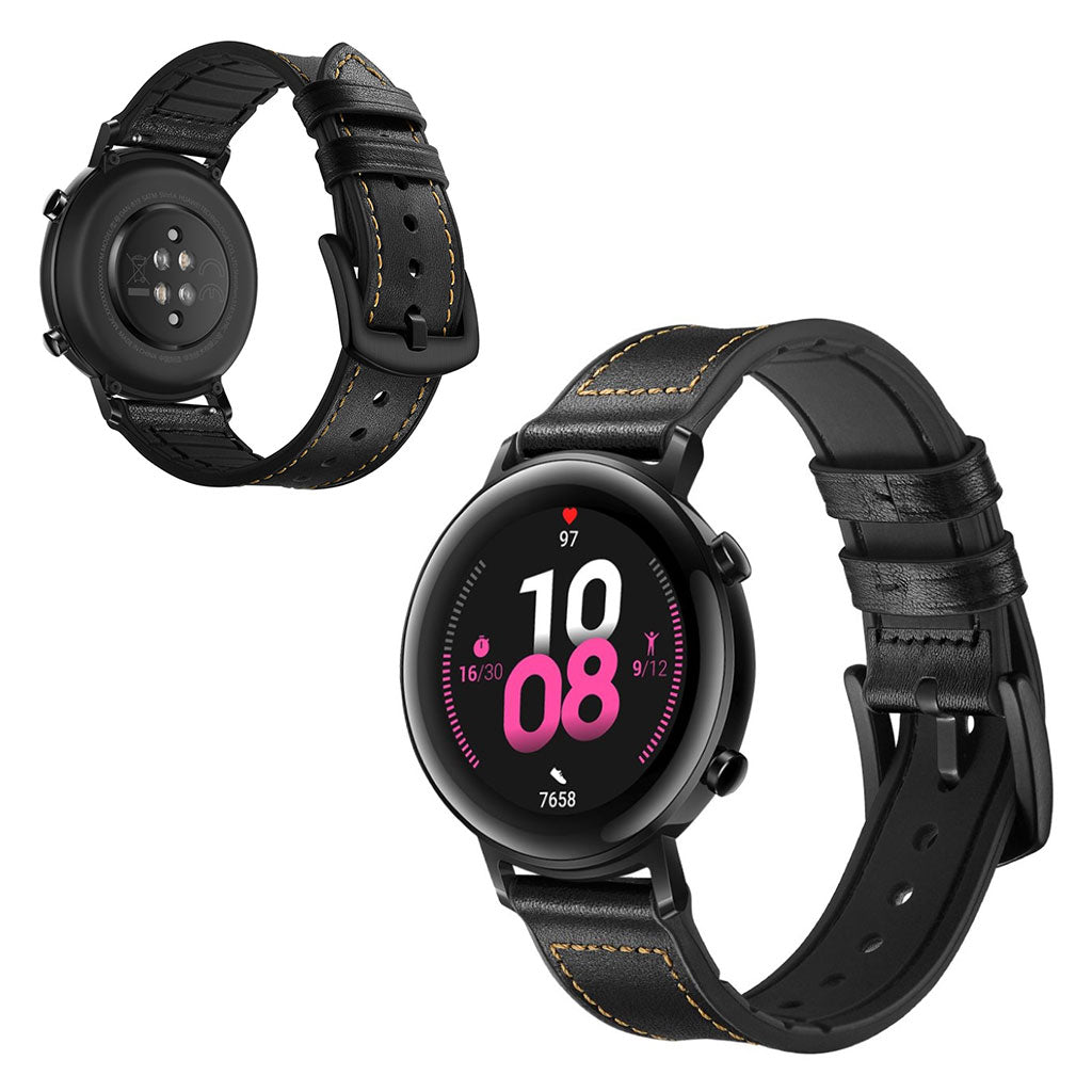 Glimrende Huawei Watch GT 2 42mm Γgte lΓ¦der Rem - Sort#serie_1