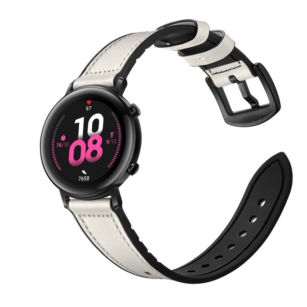 Glimrende Huawei Watch GT 2 42mm Ægte læder Rem - Hvid#serie_2
