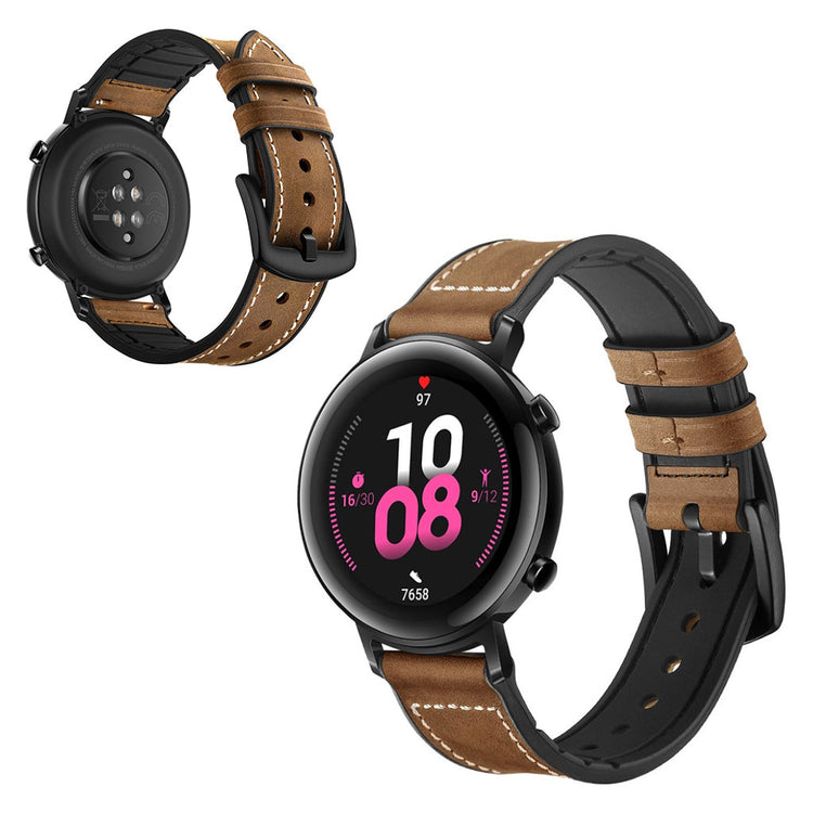 Glimrende Huawei Watch GT 2 42mm Ægte læder Rem - Brun#serie_4