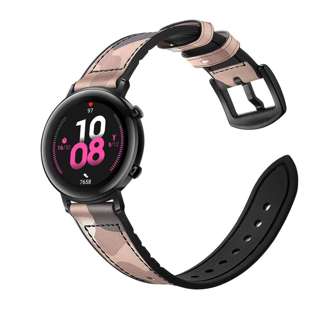 Glimrende Huawei Watch GT 2 42mm Ægte læder Rem - Brun#serie_5