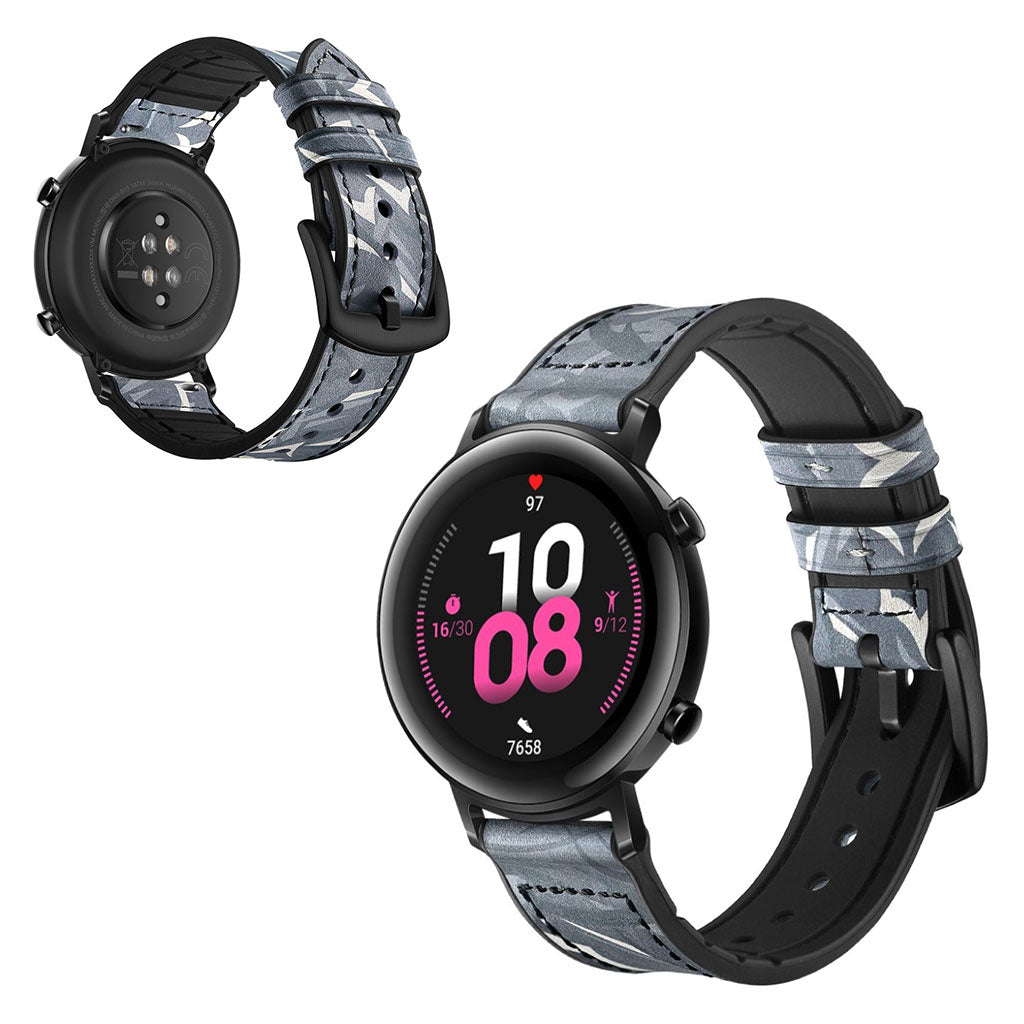 Glimrende Huawei Watch GT 2 42mm Ægte læder Rem - Blå#serie_6