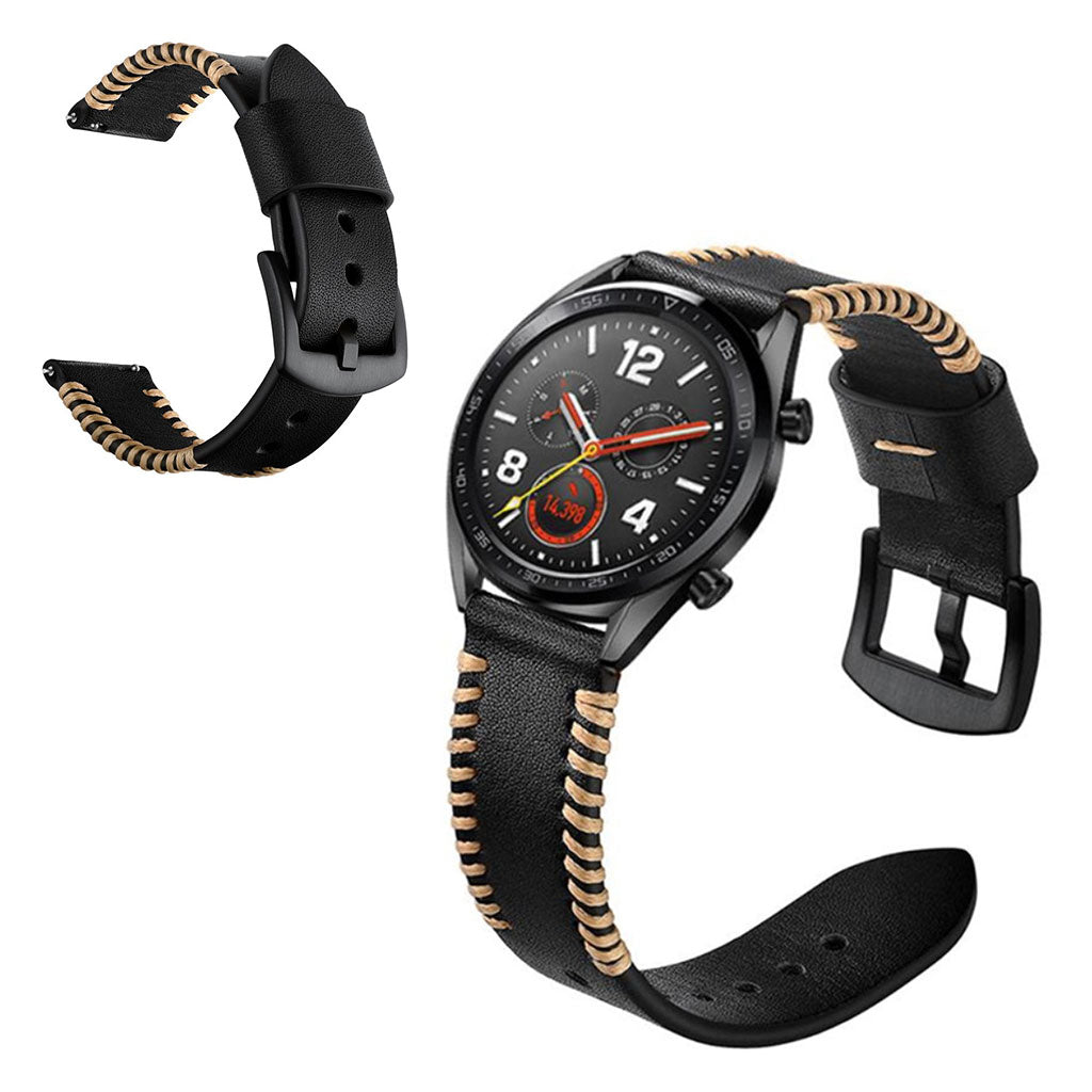 Godt Huawei Watch GT 2 46mm Γgte lΓ¦der Rem - Sort#serie_1