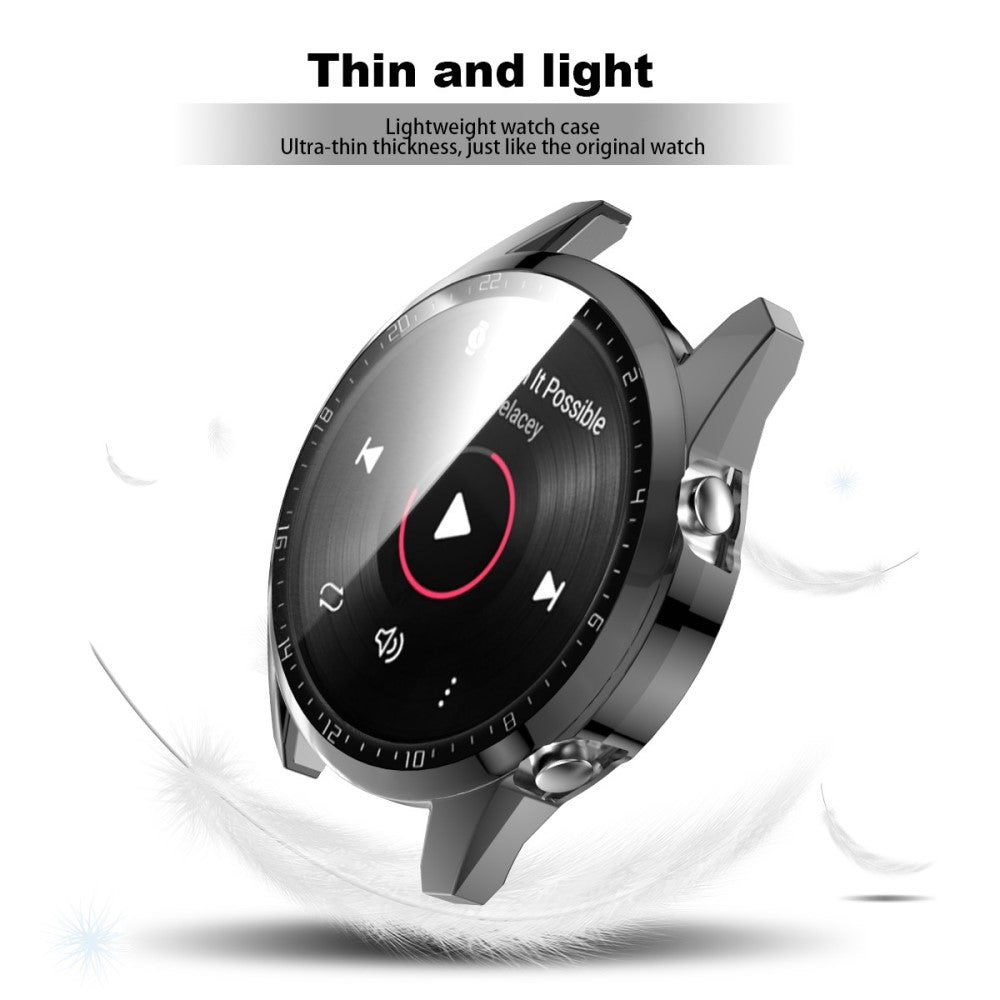Super Pænt Huawei Watch GT 2 46mm Cover med Skærmbeskytter i Plastik og Hærdet Glas - Sølv#serie_3