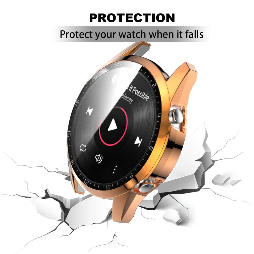 Super Pænt Huawei Watch GT 2 46mm Cover med Skærmbeskytter i Plastik og Hærdet Glas - Pink#serie_5