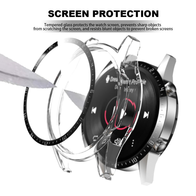 Super Pænt Huawei Watch GT 2 46mm Cover med Skærmbeskytter i Plastik og Hærdet Glas - Gennemsigtig#serie_6