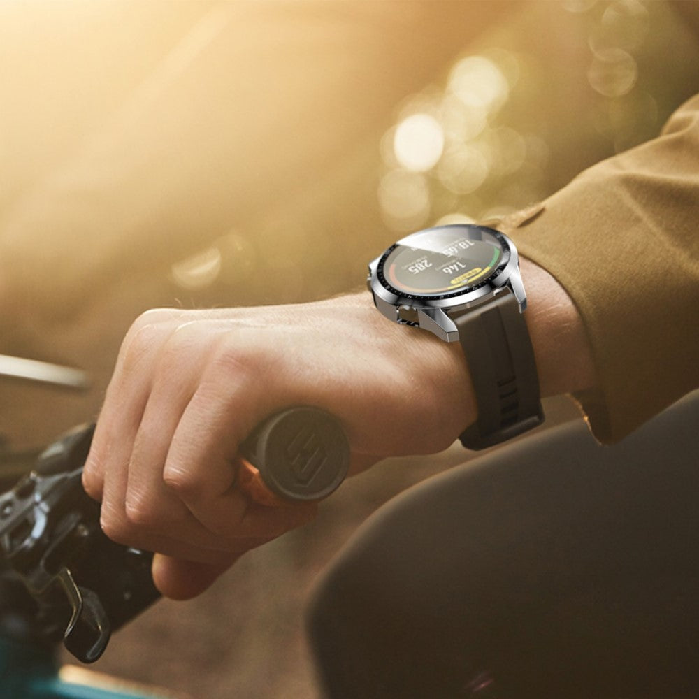 Super Pænt Huawei Watch GT 2 46mm Cover med Skærmbeskytter i Plastik og Hærdet Glas - Sølv#serie_7