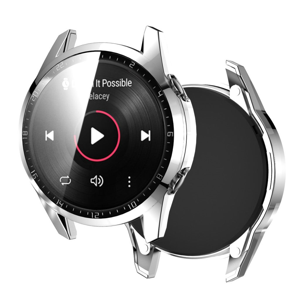 Super Pænt Huawei Watch GT 2 46mm Cover med Skærmbeskytter i Plastik og Hærdet Glas - Sølv#serie_7