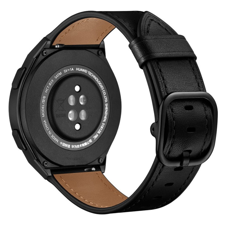 Godt Huawei Watch GT 2e Ægte læder Rem - Sort#serie_1