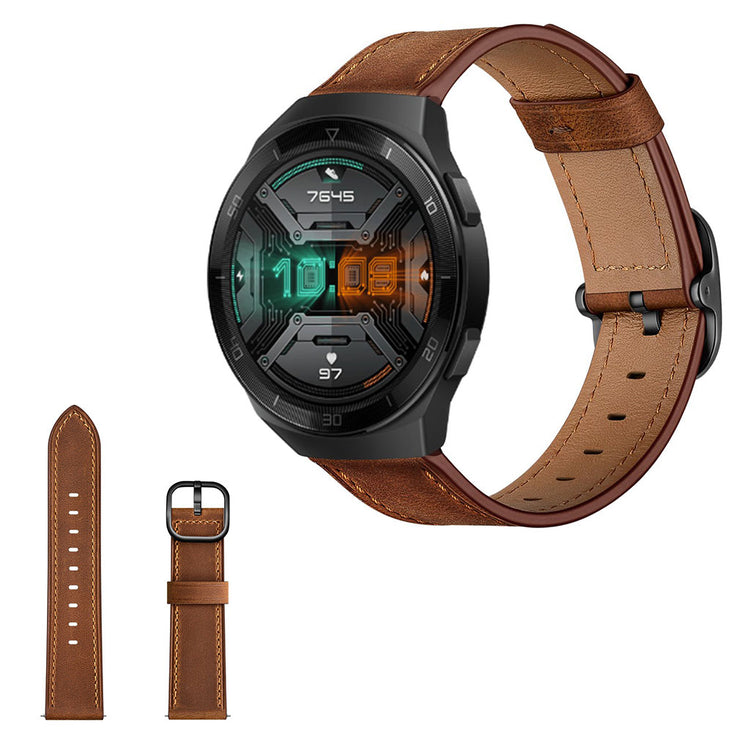 Godt Huawei Watch GT 2e Ægte læder Rem - Brun#serie_2