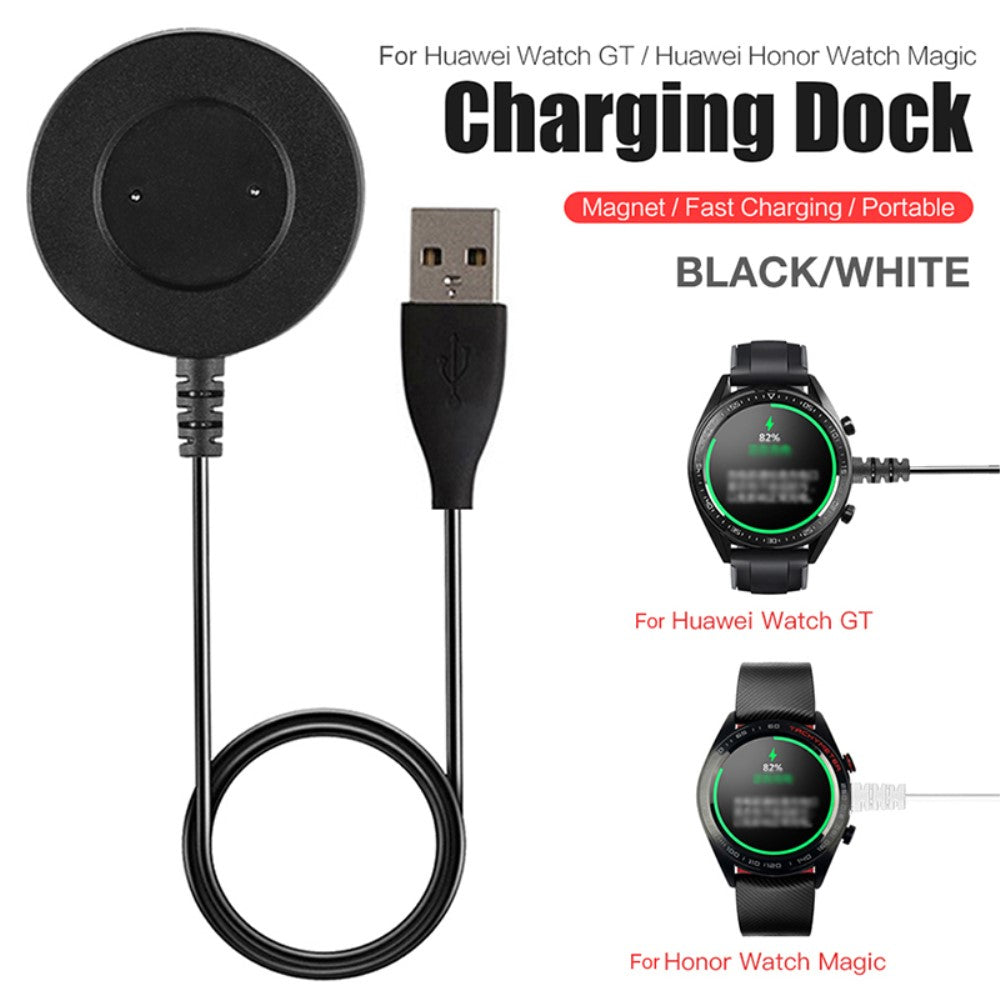 1m Plastik Universal Huawei Smartwatch  Magnetisk Ladestation - Hvid#serie_1