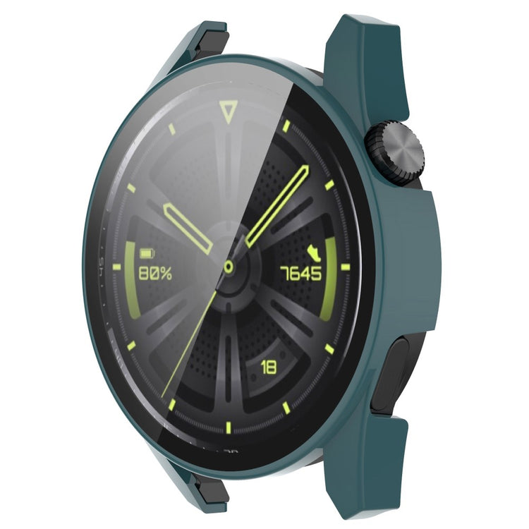 Super Fint Huawei Watch GT 3 (42mm) Cover med Skærmbeskytter i Silikone og Hærdet Glas - Grøn#serie_1