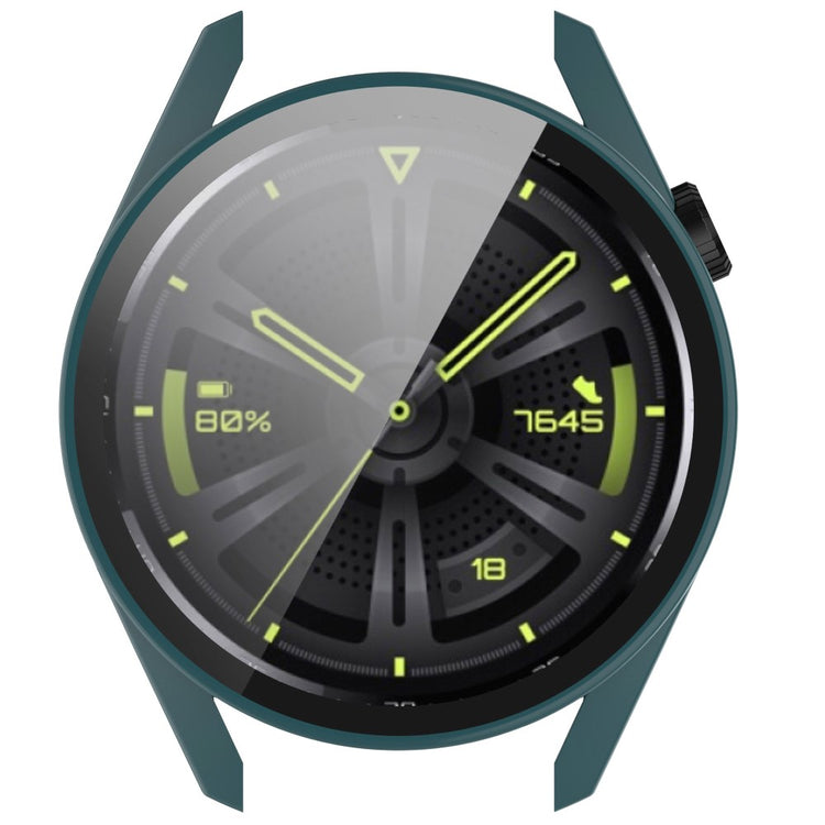 Super Fint Huawei Watch GT 3 (42mm) Cover med Skærmbeskytter i Silikone og Hærdet Glas - Grøn#serie_1