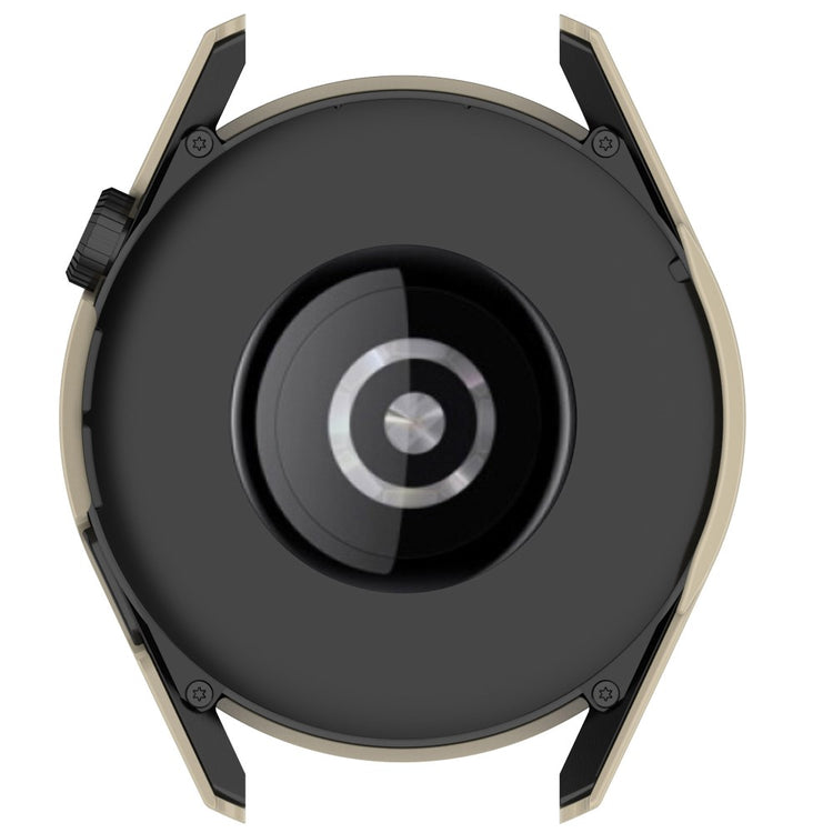 Super Fint Huawei Watch GT 3 (42mm) Cover med Skærmbeskytter i Silikone og Hærdet Glas - Beige#serie_5