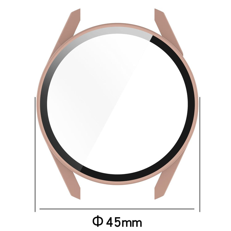 Super Fint Huawei Watch GT 3 (42mm) Cover med Skærmbeskytter i Silikone og Hærdet Glas - Pink#serie_6