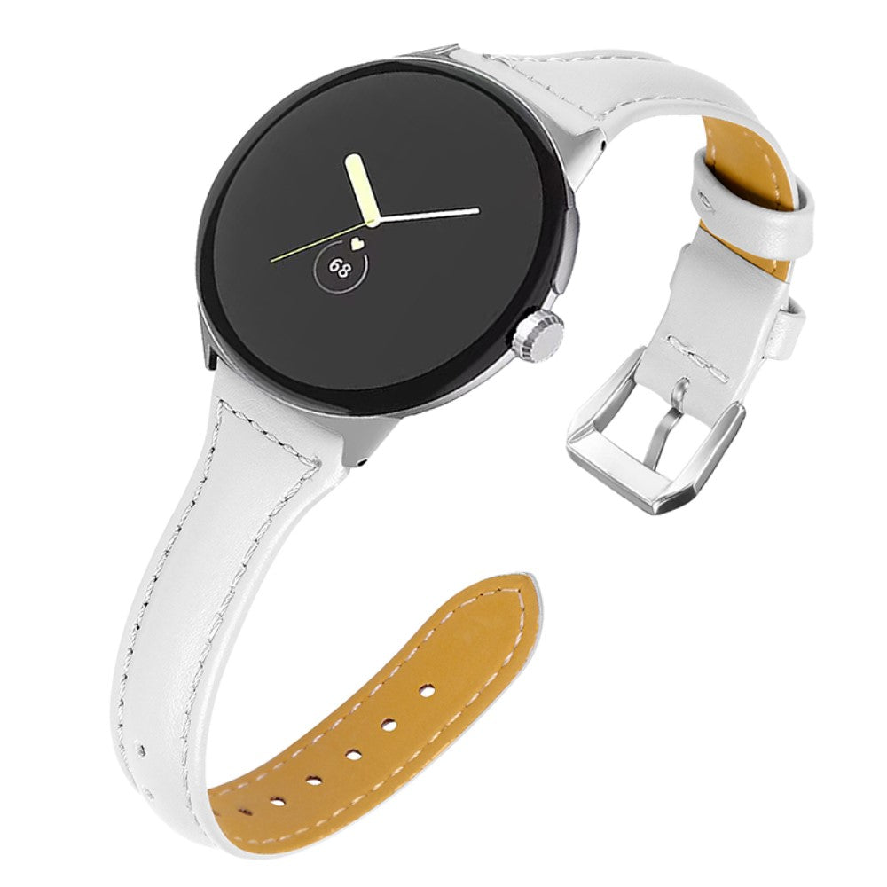 Rigtigt kΓΈnt Google Pixel Watch Γgte lΓ¦der Rem - Hvid#serie_1