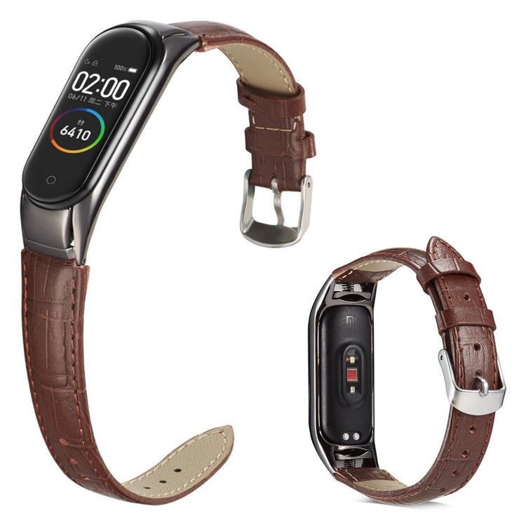 Xiaomi Mi Band 3 / Xiaomi Mi Smart Band 4 Ægte læder Rem - Brun#serie_1