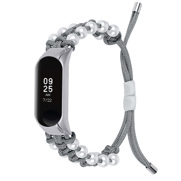 Xiaomi Mi Smart Band 6 / Xiaomi Mi Band 5 Rhinsten og Nylon Rem - Sølv#serie_5