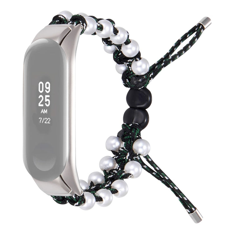 Xiaomi Mi Smart Band 6 / Xiaomi Mi Band 5 Rhinsten og Nylon Rem - Sort#serie_6