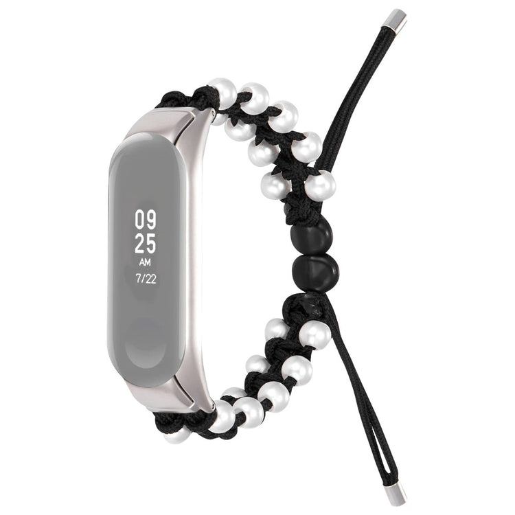 Xiaomi Mi Smart Band 6 / Xiaomi Mi Band 5 Rhinsten og Nylon Rem - Sort#serie_7