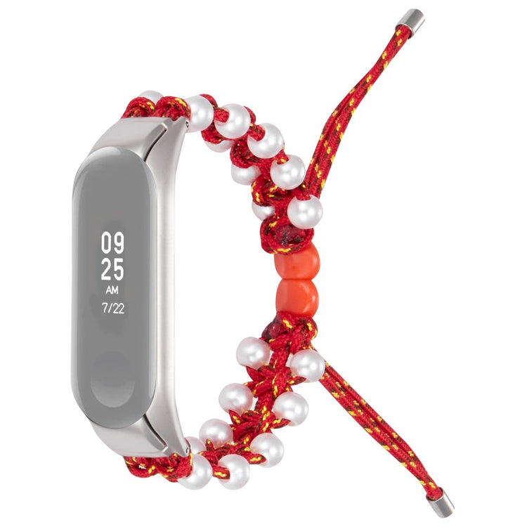 Xiaomi Mi Smart Band 6 / Xiaomi Mi Band 5 Rhinsten og Nylon Rem - Rød#serie_8