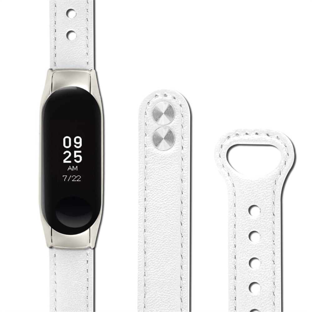 Xiaomi Mi Smart Band 6 / Xiaomi Mi Band 5 Ægte læder Urrem - Hvid#serie_1