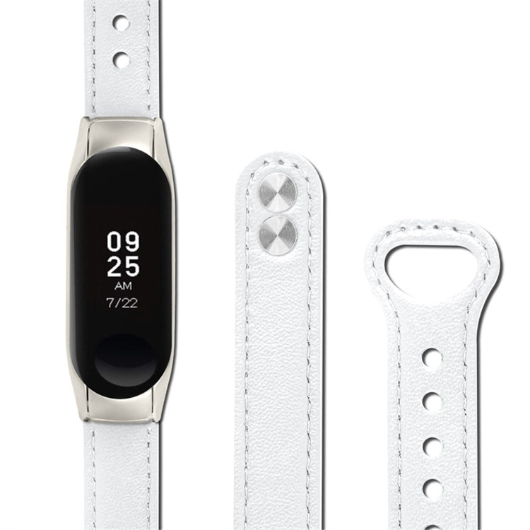 Xiaomi Mi Smart Band 6 / Xiaomi Mi Band 5 Ægte læder Urrem - Hvid#serie_1