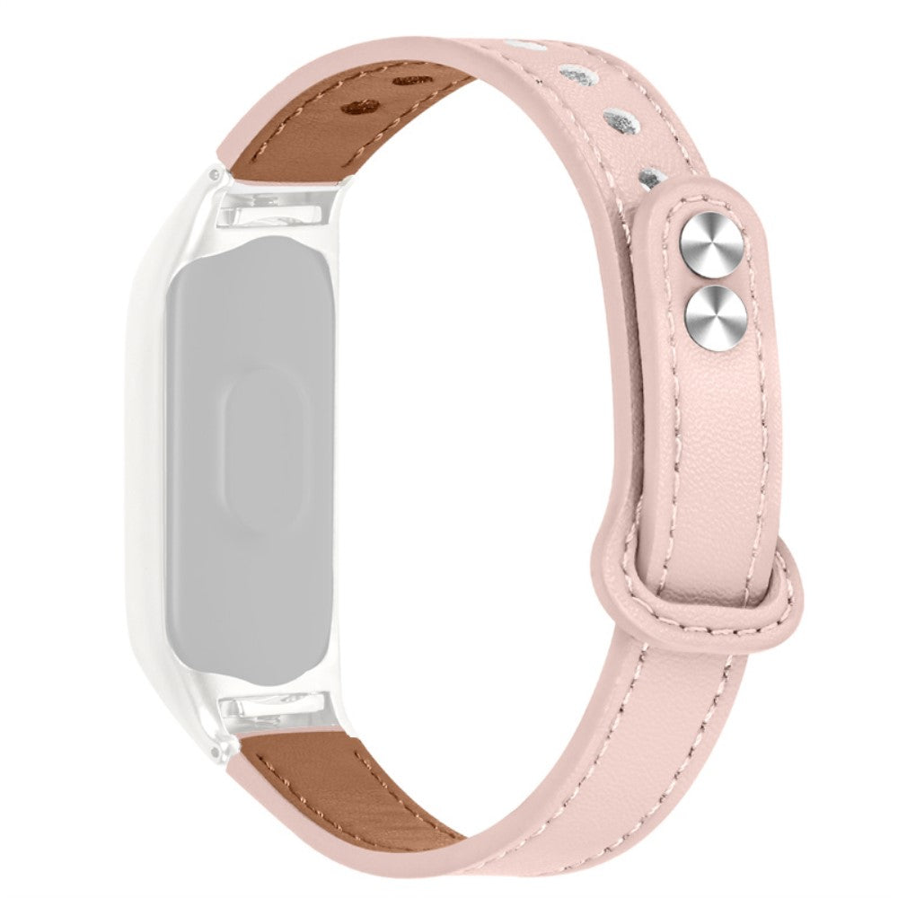Xiaomi Mi Smart Band 6 / Xiaomi Mi Band 5 Ægte læder Rem - Pink#serie_4