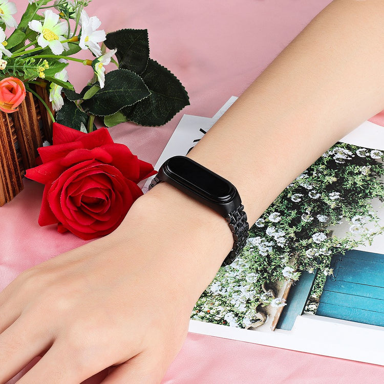 Kønt Xiaomi Mi Smart Band 6 / Xiaomi Mi Band 5 Metal Rem - Sort#serie_1