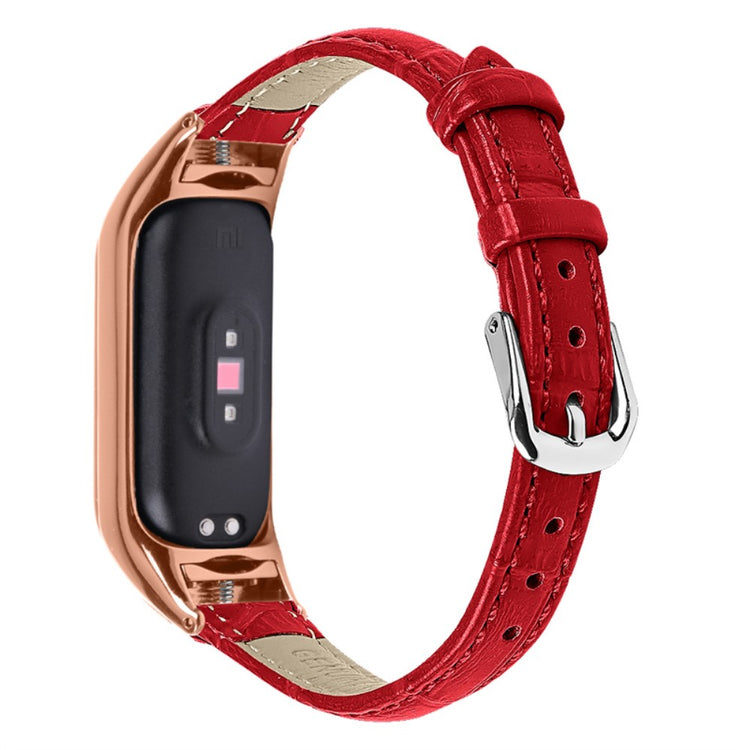 Alle tiders Xiaomi Mi Band 7 Ægte læder Urrem - Rød#serie_4