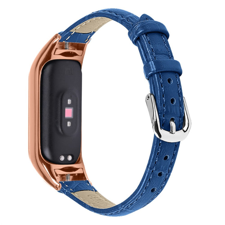 Alle tiders Xiaomi Mi Band 7 Ægte læder Urrem - Blå#serie_5